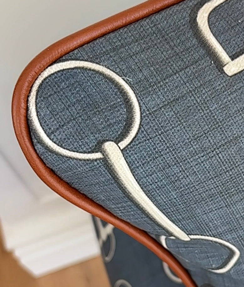 Blue Bits Footstool & Lumbar Cushion Set