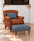 Blue Bits Footstool & Lumbar Cushion Set