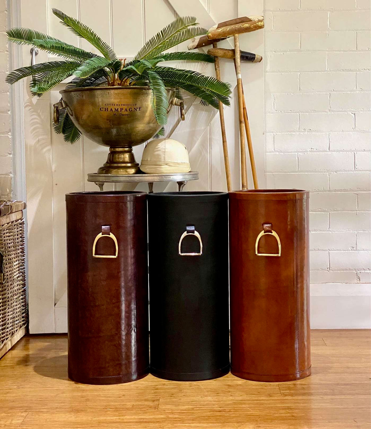 Leather Stirrup Storage Bin