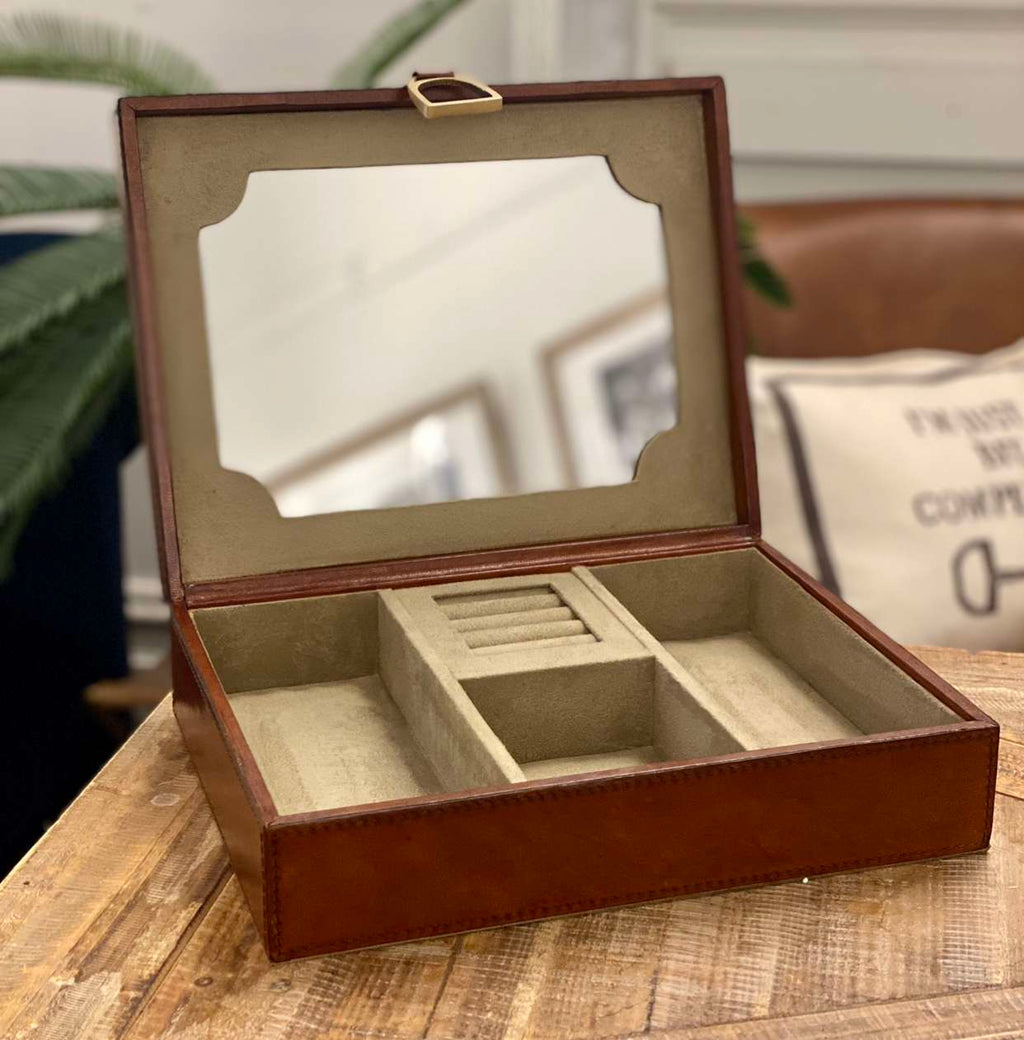 Leather Jewellery Box Tan