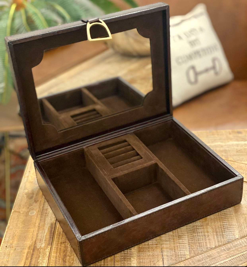 Leather Jewellery Box Brown
