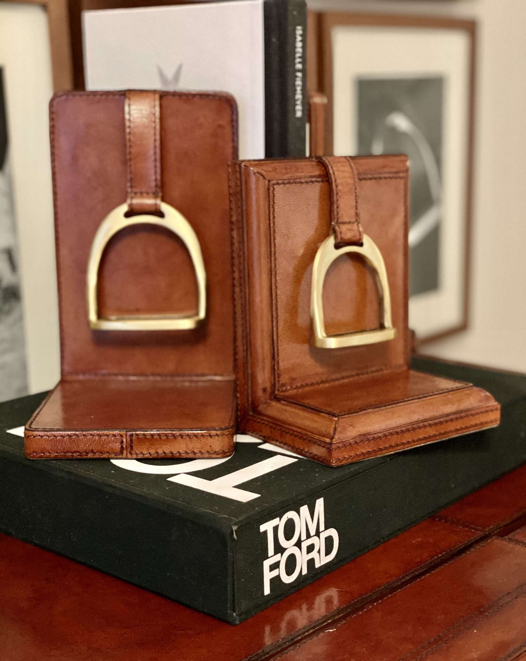 Leather Stirrup Bookends