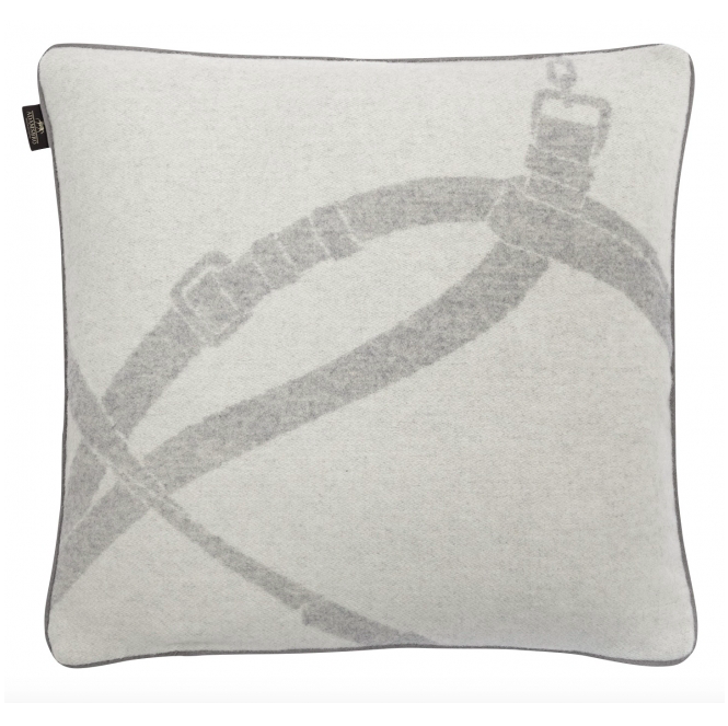 Cashmere and Wool Halter Cushion Light Grey