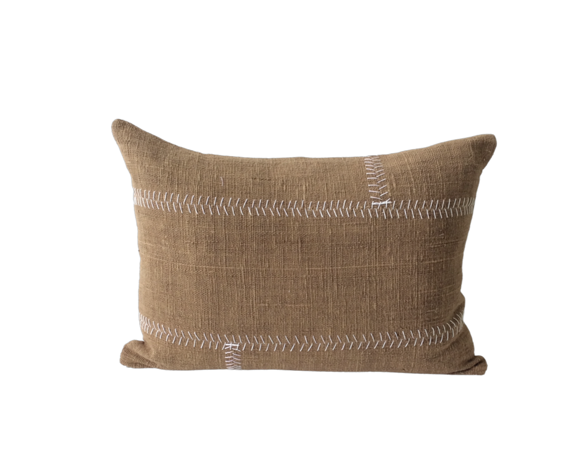 Ranch Stitch Cushion Olive Brown
