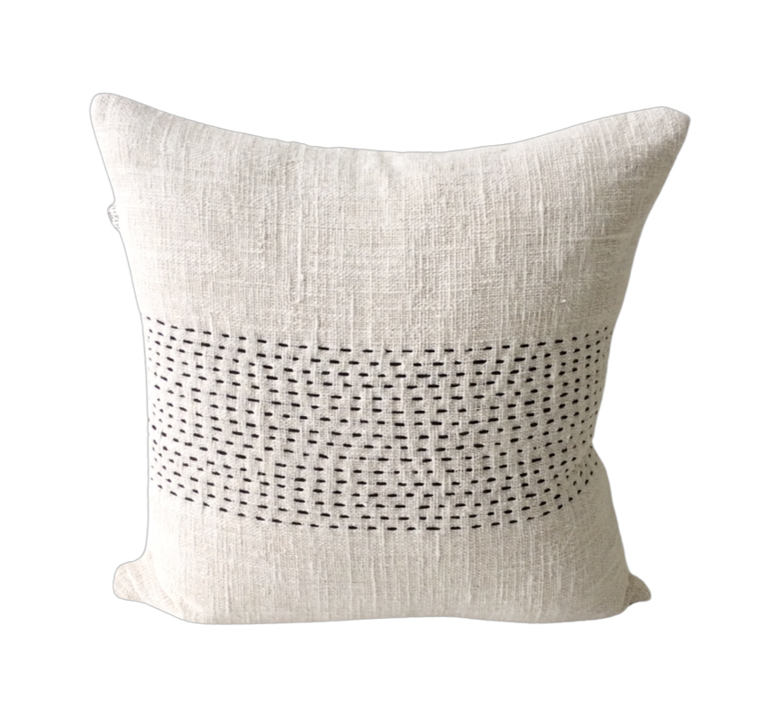 Horizontal Stitch Square Cushion Natural