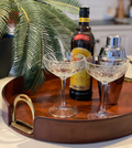 Oval Leather Stirrup Tray Tan