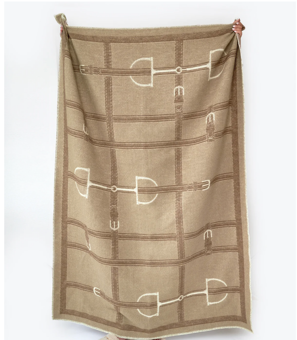 Adamsbro New Zealand Wool Strap Throw Camel