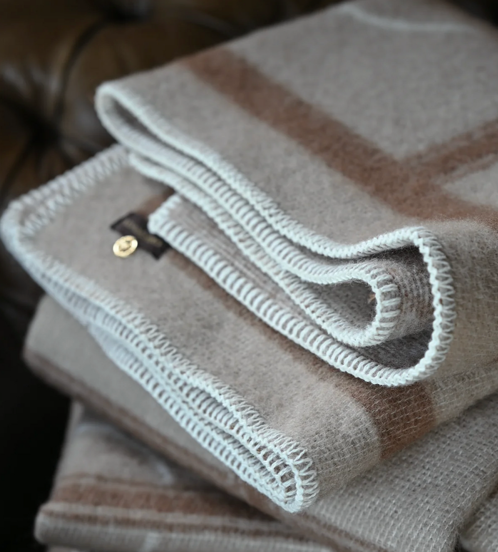 Adamsbro New Zealand Wool Strap Throw Camel