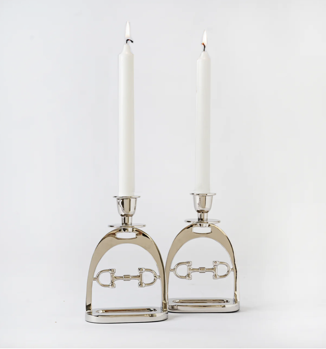 Polished Silver Candle Holder Set
