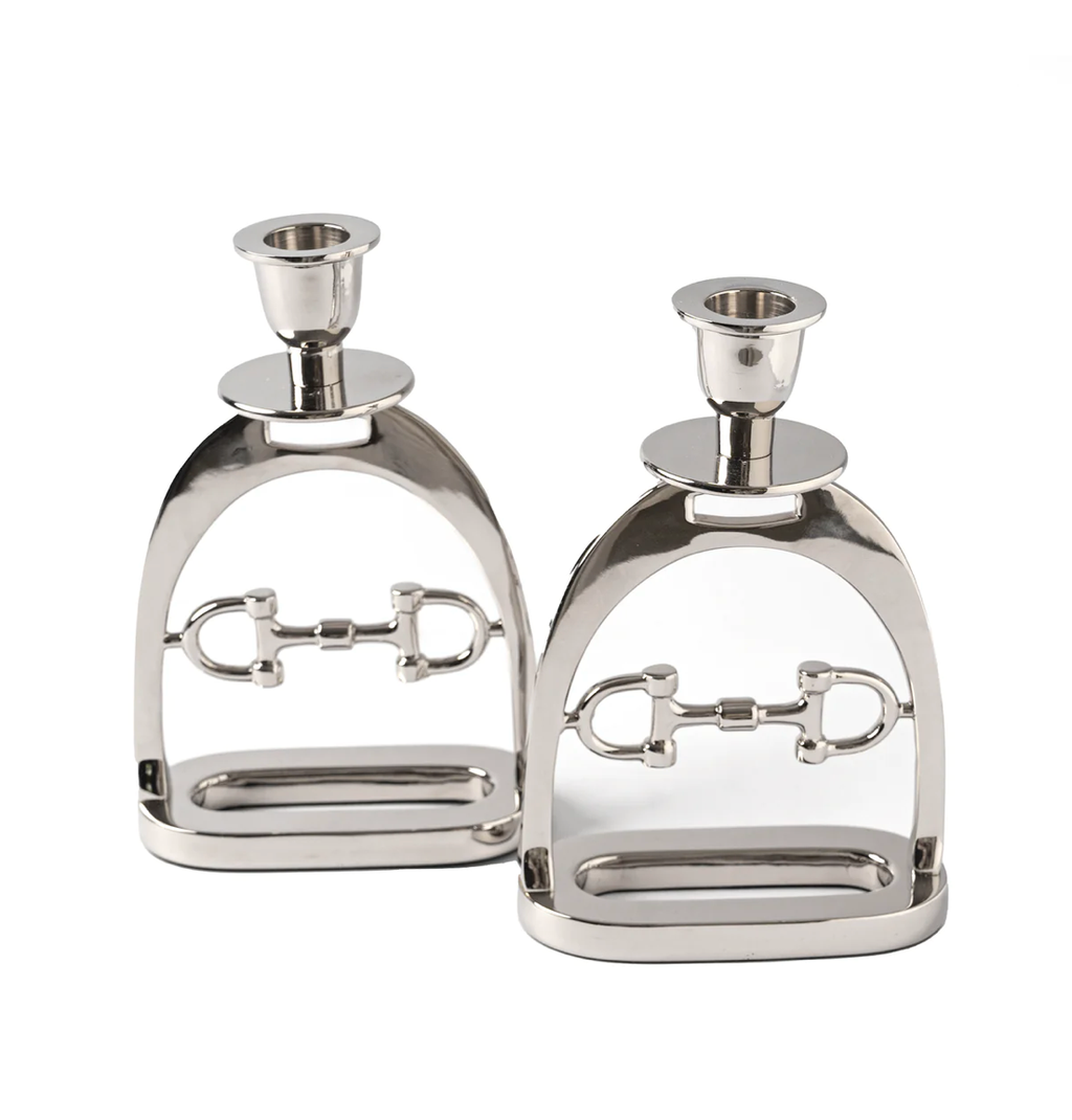 Polished Silver Candle Holder Set