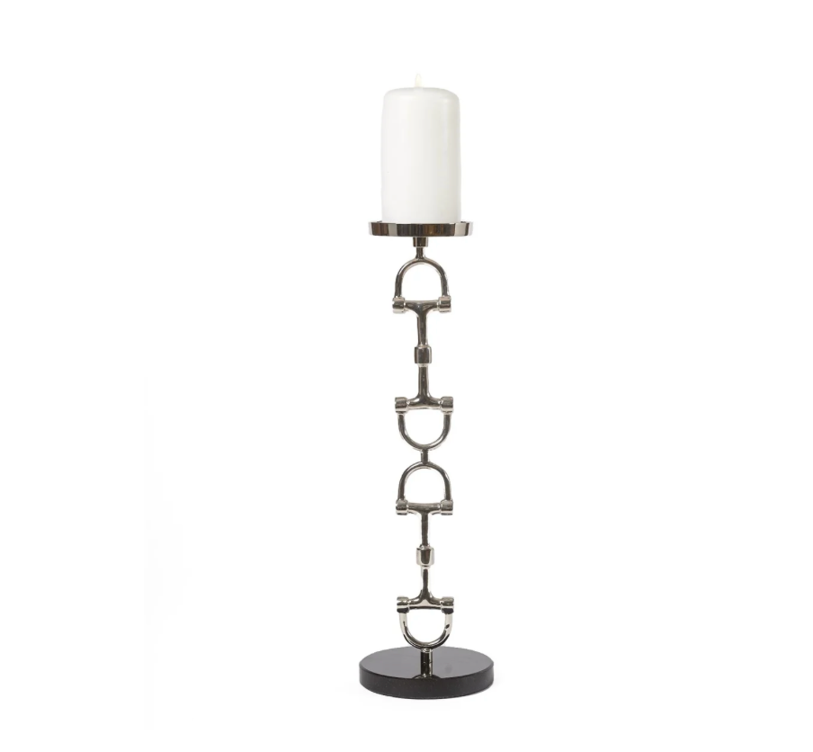 Tall Snaffle Bit Candle Holder Silver