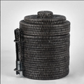 Black Rattan Ice Bucket and Tong Set