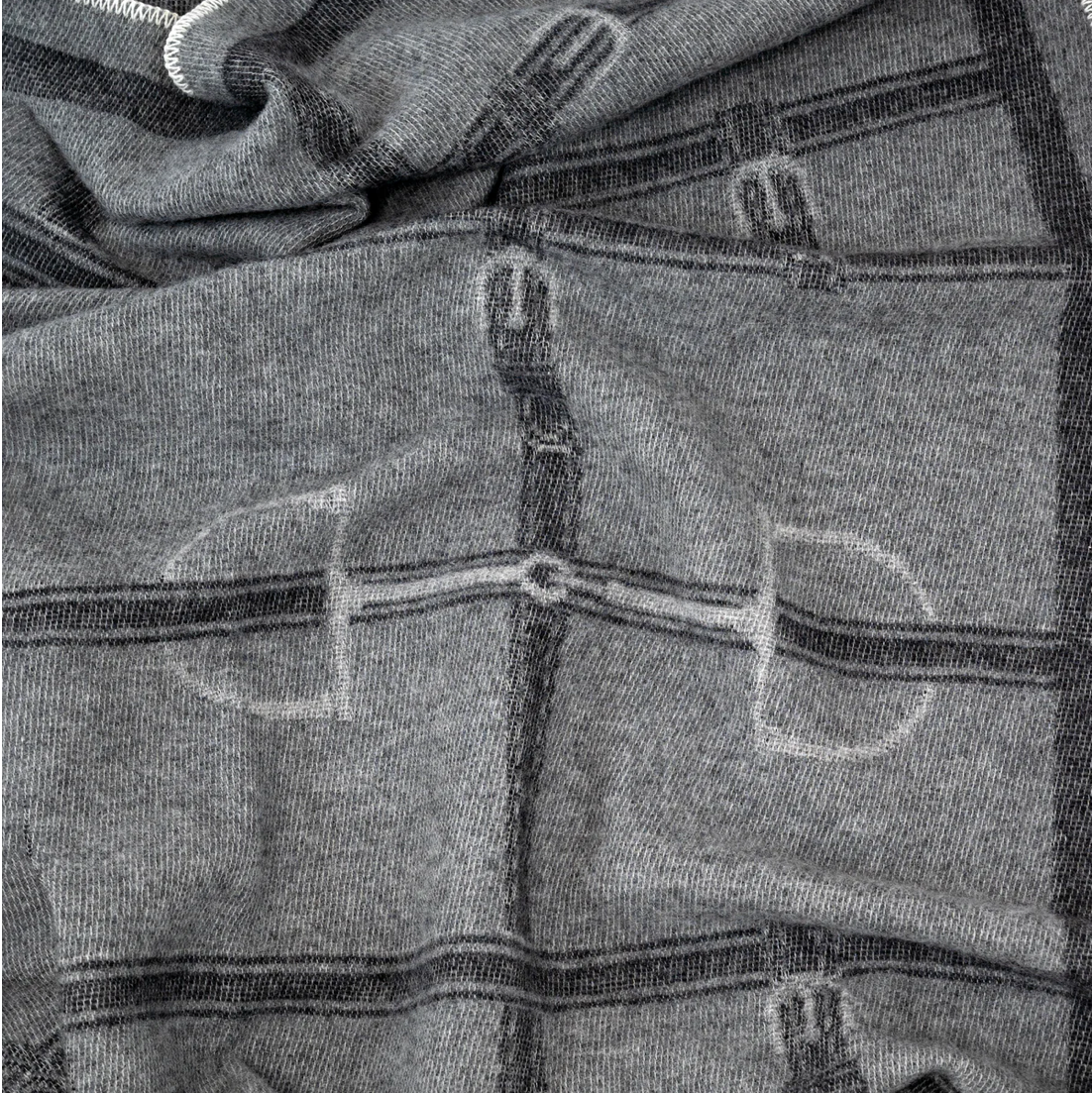Adamsbro New Zealand Wool Strap Throw Grey
