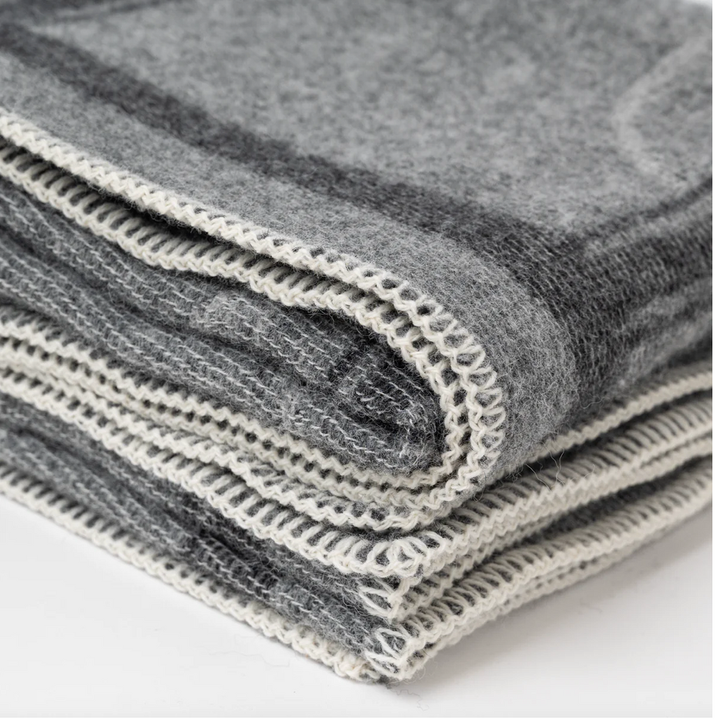 Adamsbro New Zealand Wool Strap Throw Grey