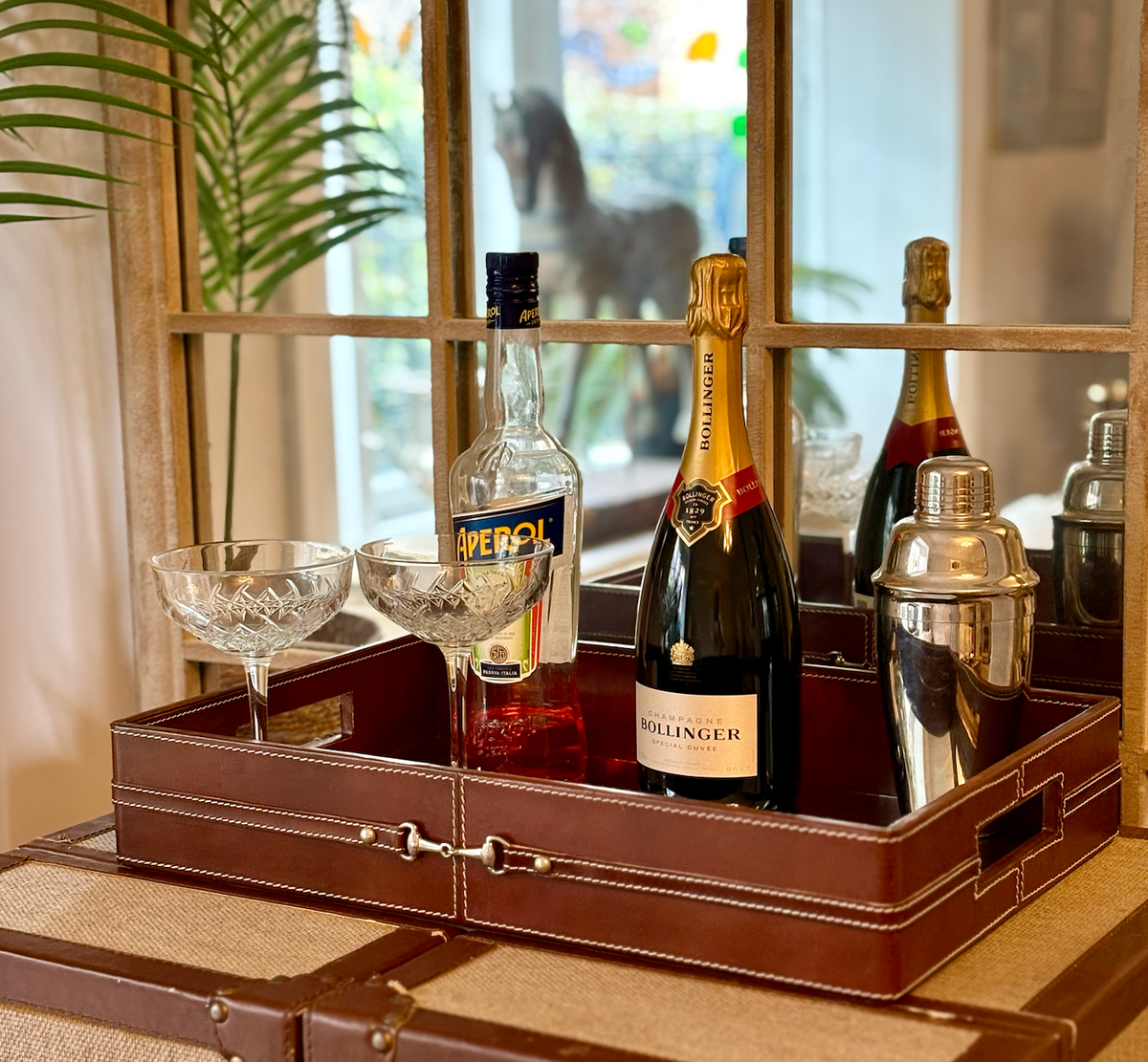Leather Mirrored Tray Rectangle