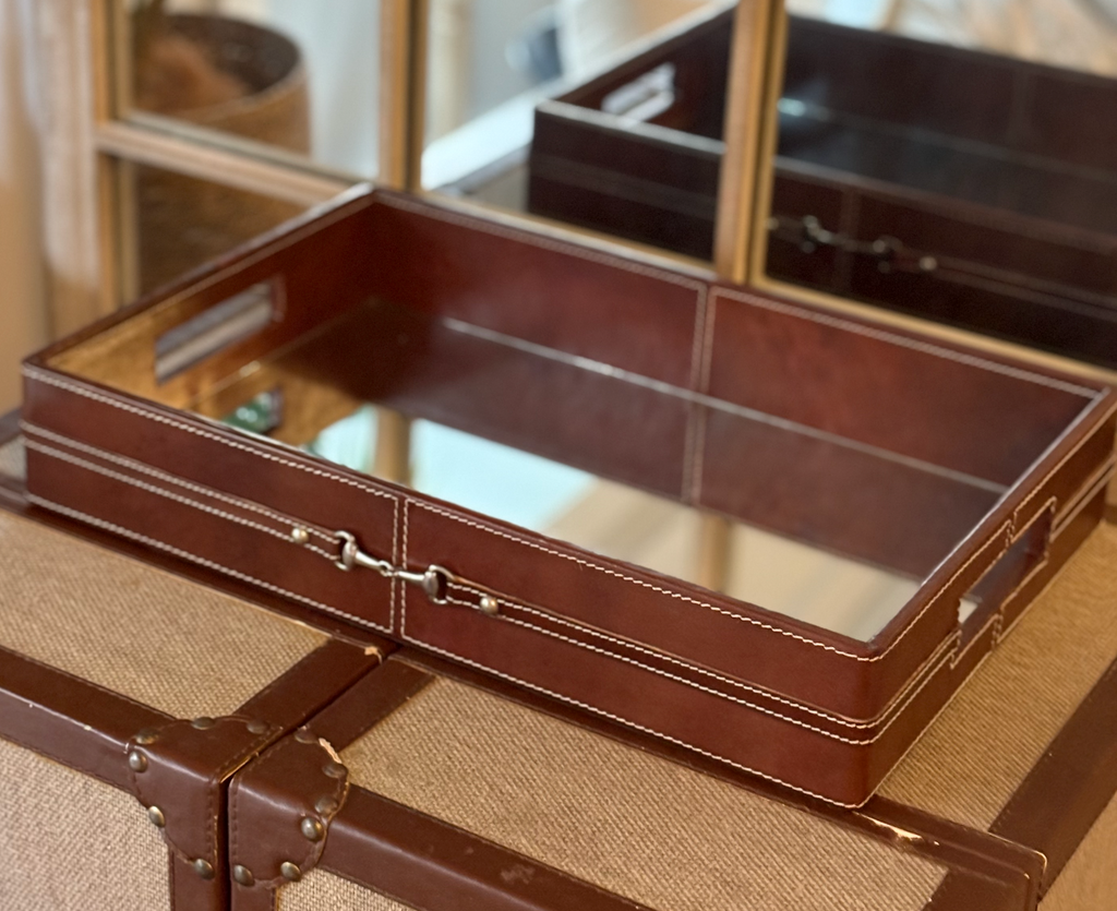 Leather Mirrored Tray Rectangle