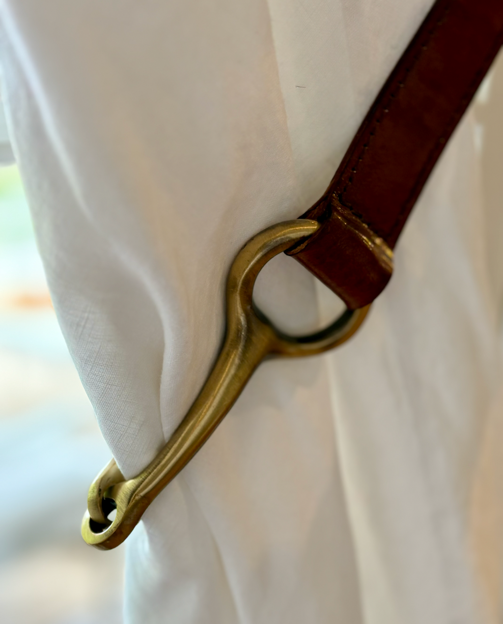 Leather Horse Bit Curtain Tie Backs Tan