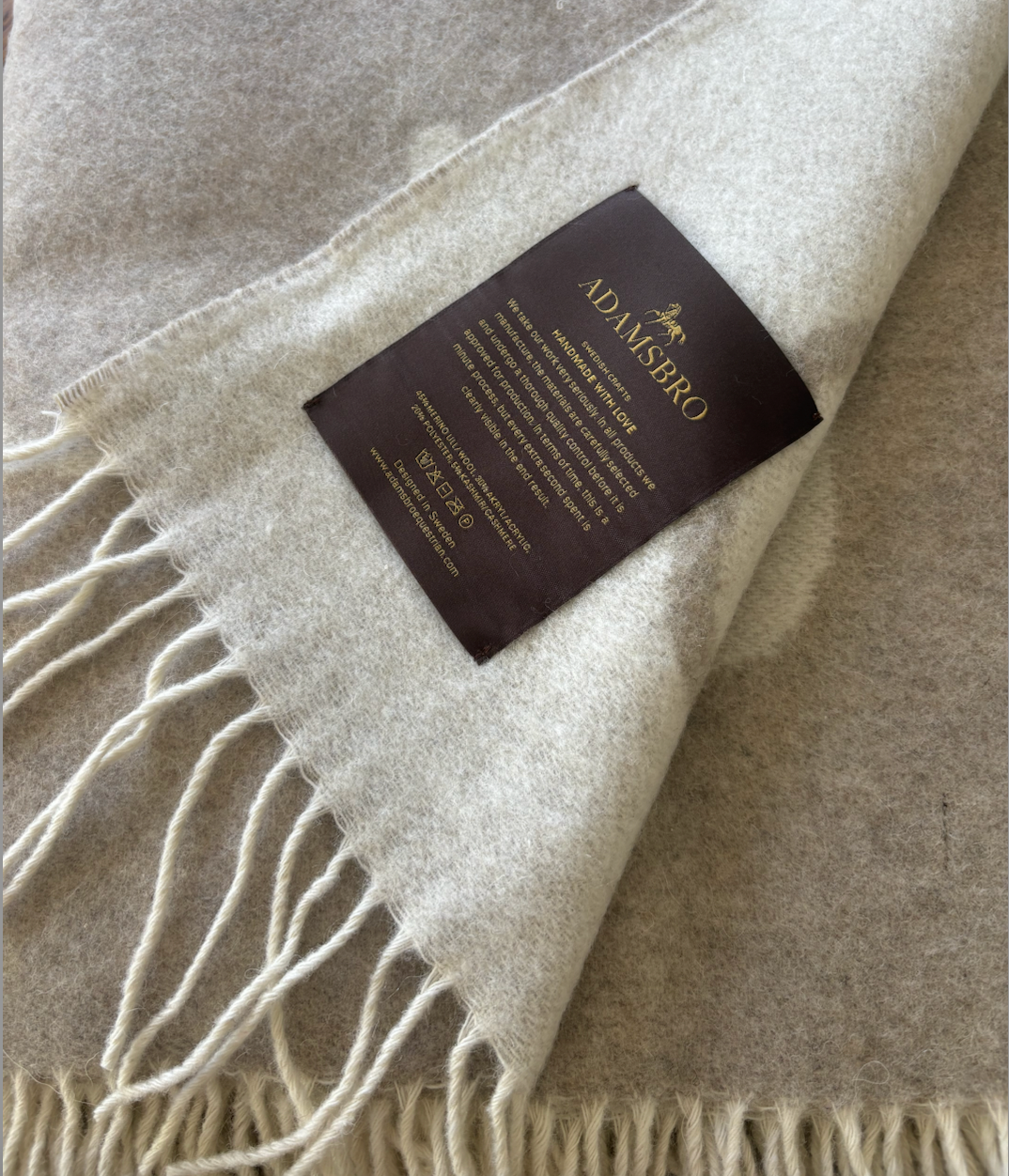 Adamsbro Camel and Off White Wool Blend Throw