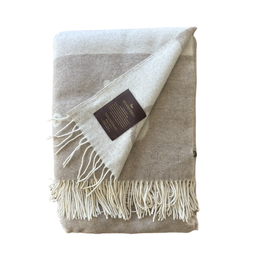 Adamsbro Camel and Off White Wool Blend Throw