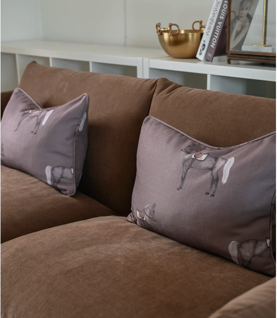 Petit Horse Lumbar Cushion Mud