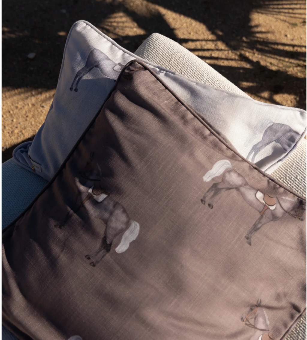Petit Horse Large Square Cushion Mud