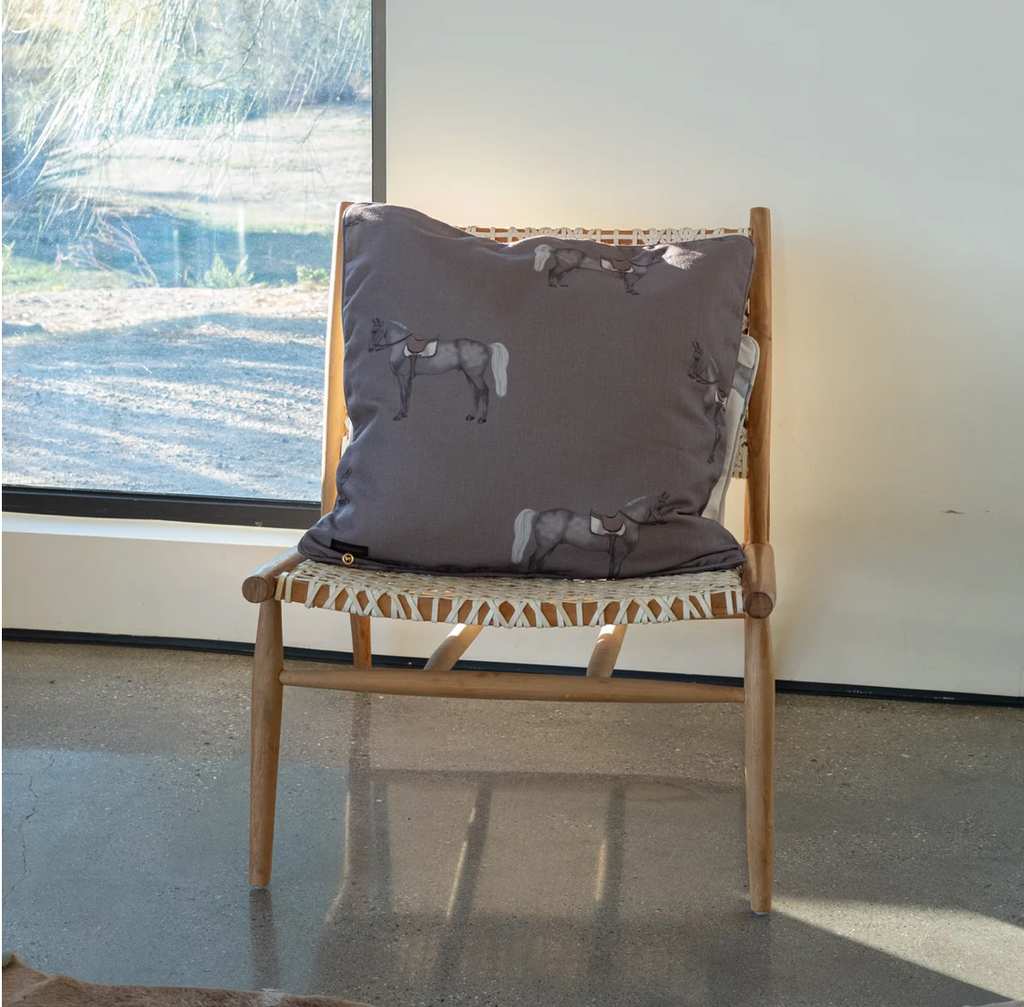 Petit Horse Large Square Cushion Mud