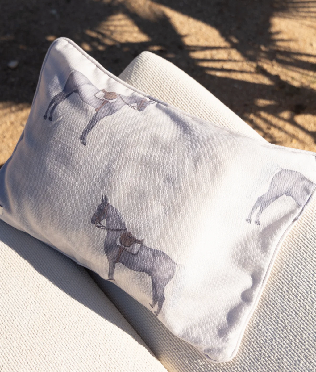 Petit Horse Lumbar Cushion Off White