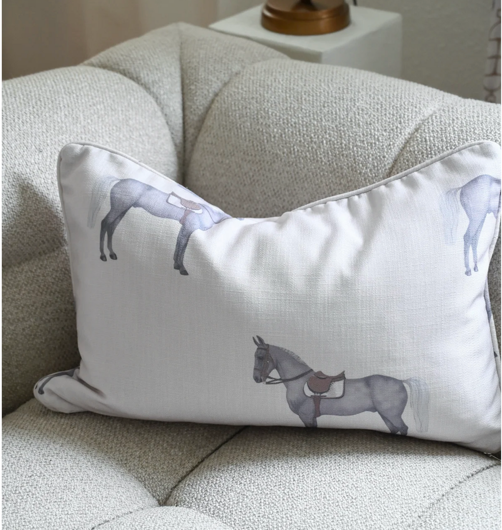 Petit Horse Lumbar Cushion Off White