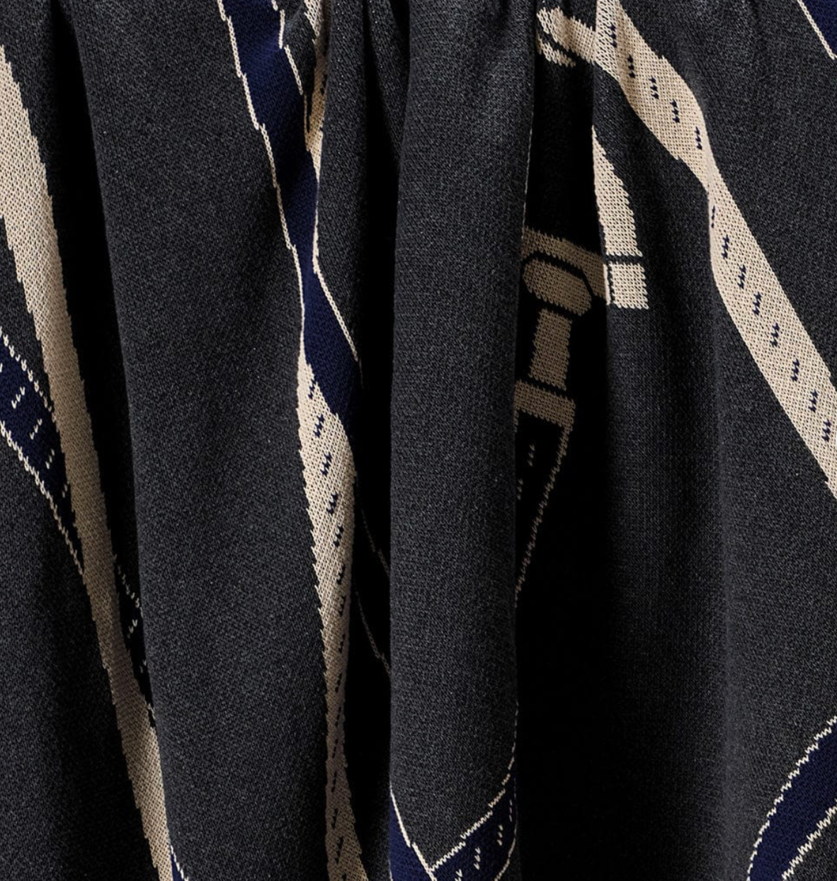 Equestrian Tack Cotton Knit  Blanket Grey