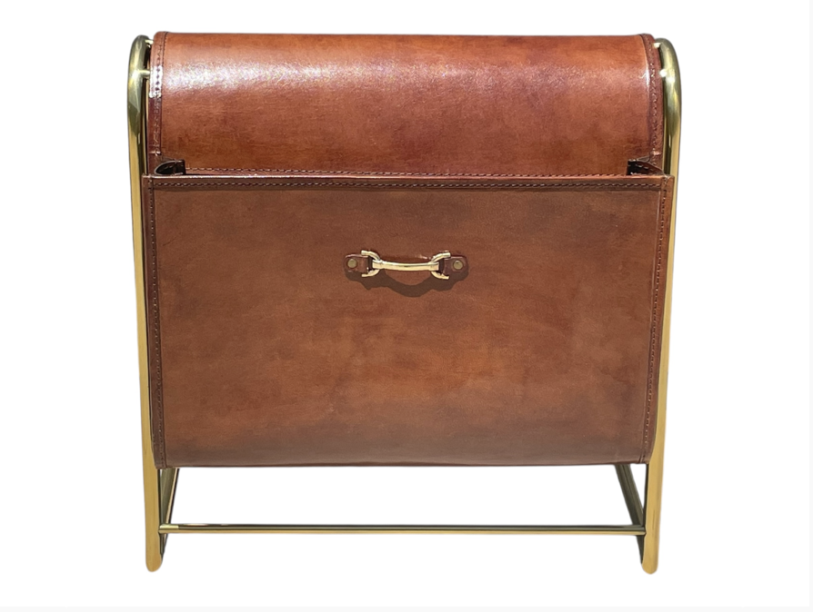 Equestrian Leather Magazine Holder Tan
