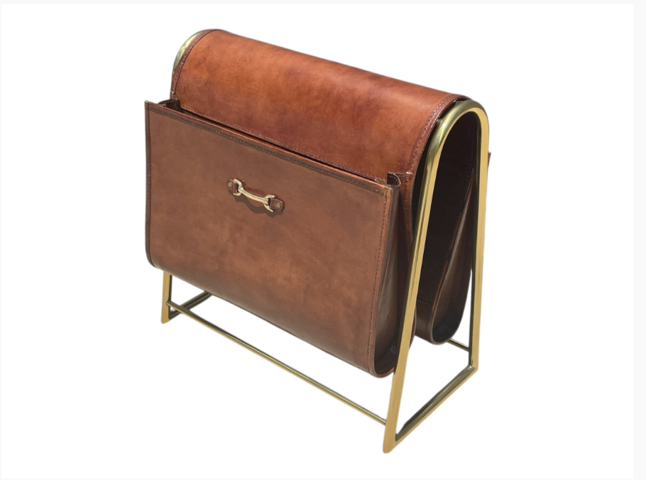 Equestrian Leather Magazine Holder Tan