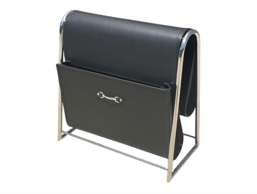 Equestrian Leather Magazine Holder Black