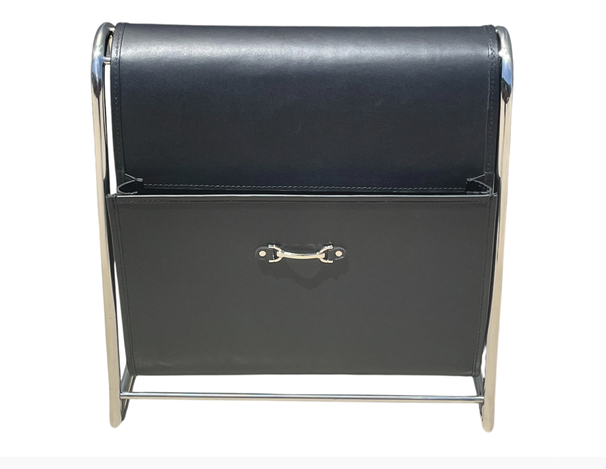 Equestrian Leather Magazine Holder Black