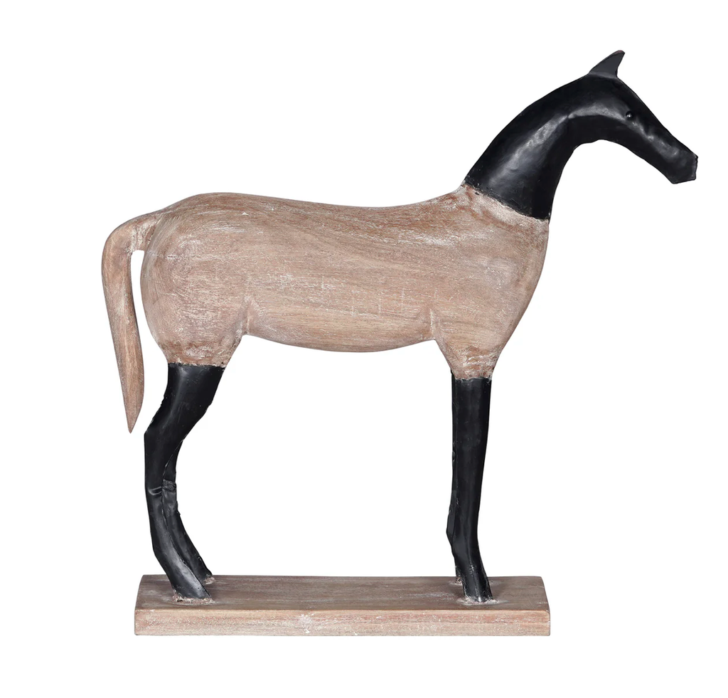 French 'Cheval' Wood and Iron Sculpture