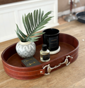 Dark Tan Oval Leather Horse Bit Tray