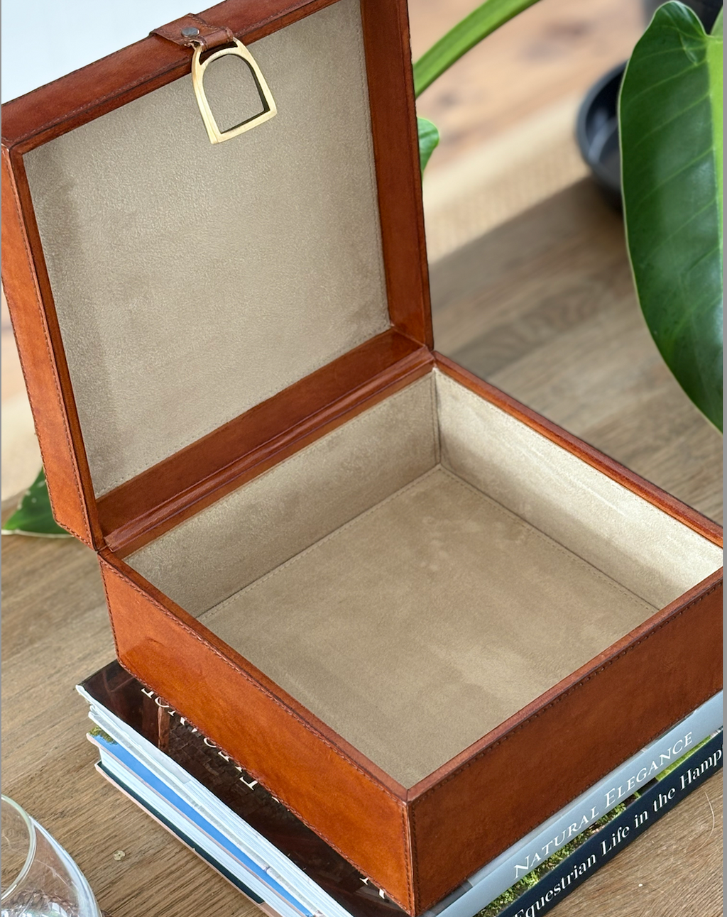 Woven Leather Storage Box- Tan