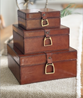Equestrian Tan Leather Box Square