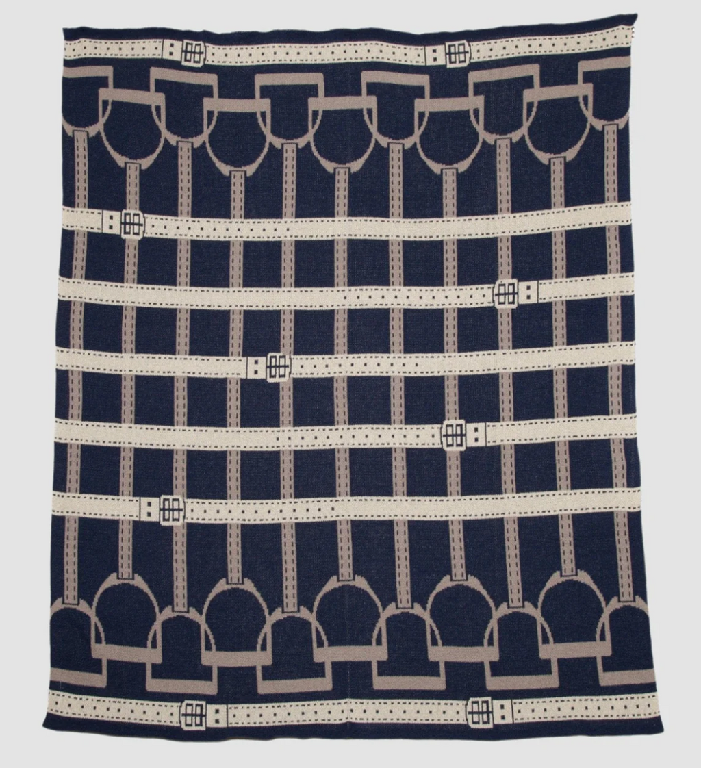 Cotton Stirrup Throw - Navy