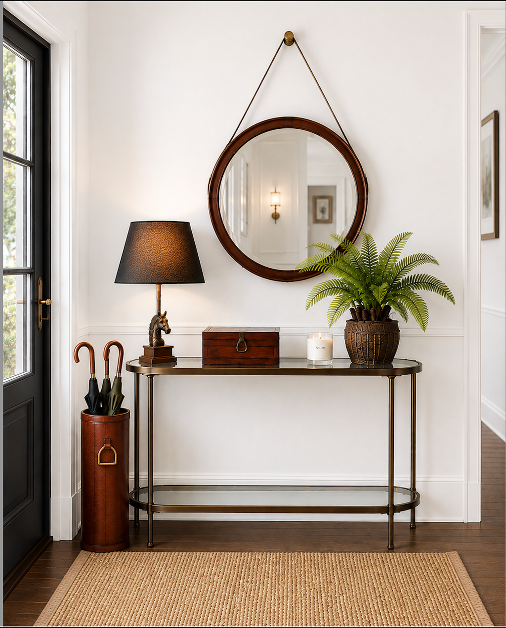 Leather Wall Mirror - Tan