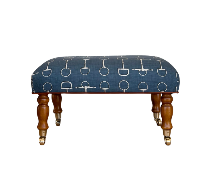 Blue Bits Footstool & Lumbar Cushion Set