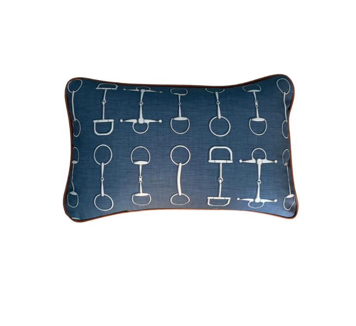 Blue Bits Footstool & Lumbar Cushion Set